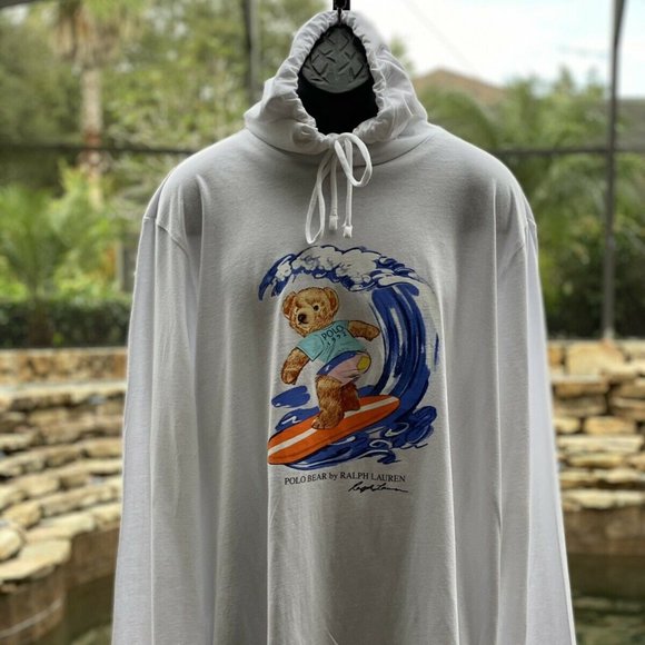 polo bear long sleeve hooded t shirt